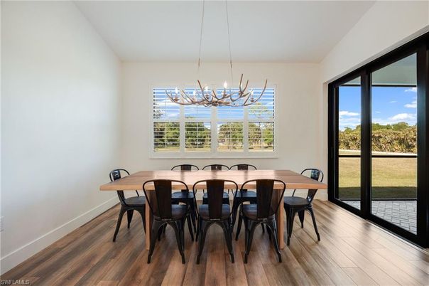 Chandelier, Dining room, Interior, Wood Texture Flooring