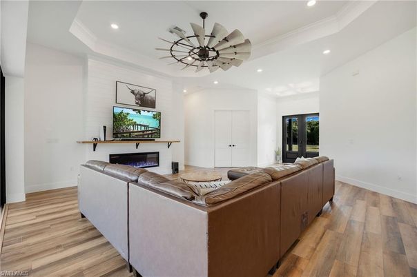 Interior, Living room, Recessed Lighting, Wood Texture Flooring