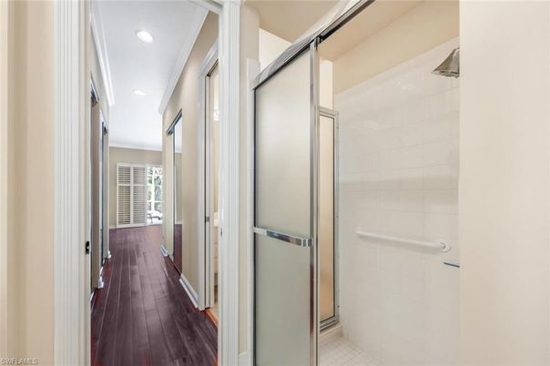 Bathroom, Interior, Recessed Lighting, Wood Texture Flooring