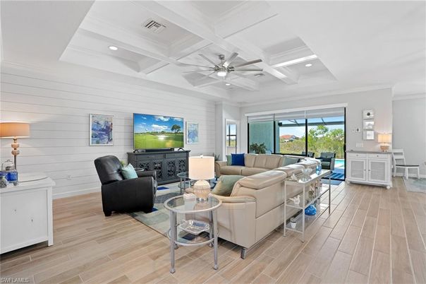 Interior, Living room, Recessed Lighting, Wood Texture Flooring