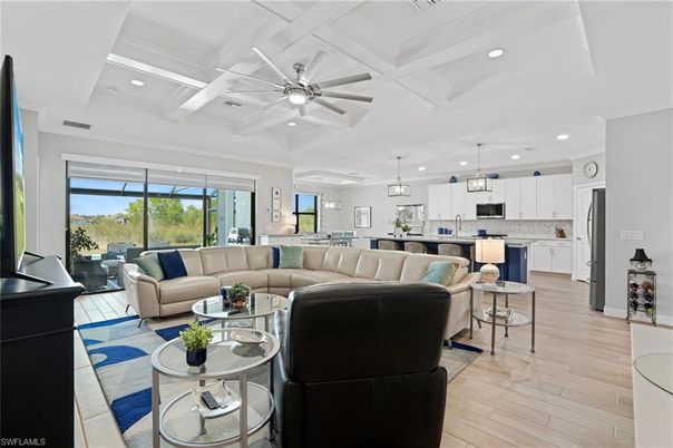 Interior, Kitchen, Living room, Pendant Lights, Recessed Lighting, Wood Texture Flooring
