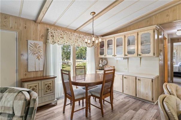 Chandelier, Dining room, Interior, Wood Texture Flooring, Wooden Walls
