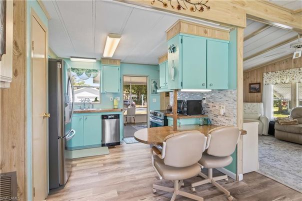 Interior, Kitchen, Stainless Steel Appliances, Wood Texture Flooring