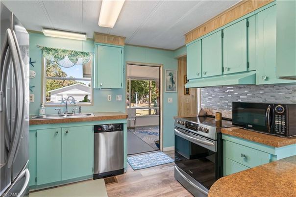Interior, Kitchen, Stainless Steel Appliances, Wood Texture Flooring