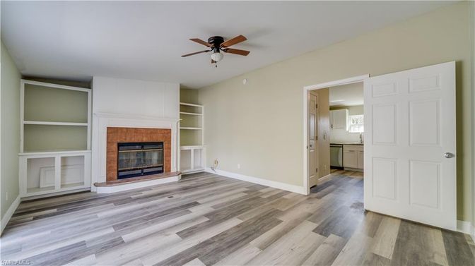 Empty room, Fireplace, Interior, Wood Texture Flooring