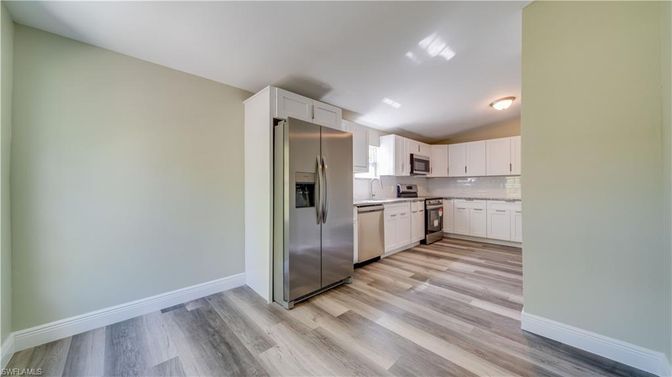 Interior, Kitchen, Stainless Steel Appliances, Wood Texture Flooring