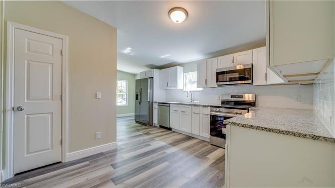 Interior, Kitchen, Stainless Steel Appliances, Wood Texture Flooring