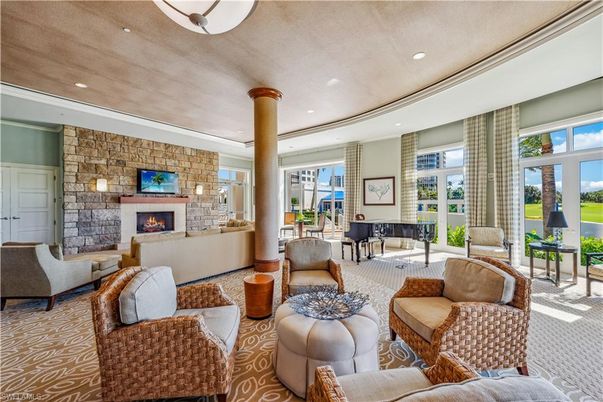 Fireplace, Interior, Living room, Piano, Recessed Lighting, Stone Walls