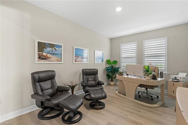 Home Office, Interior, Recessed Lighting, Wood Texture Flooring