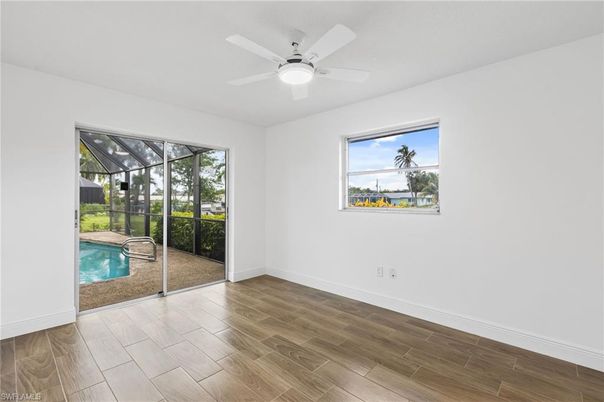 Empty room, Interior, Pool, Wood Texture Flooring