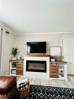 Fireplace, Interior, Wood Texture Flooring
