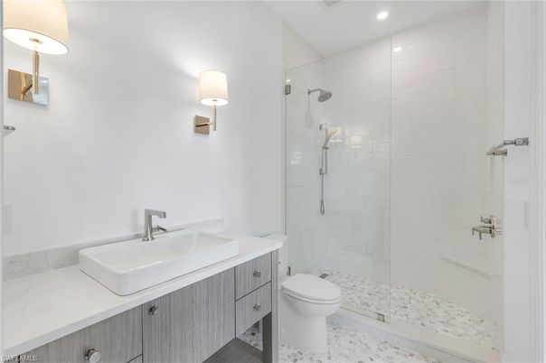 Bathroom, Glass Shower, Interior, Recessed Lighting