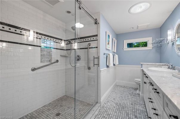 Bathroom, Glass Shower, Interior, Recessed Lighting