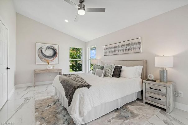 Bedroom, Interior, Marble, Recessed Lighting