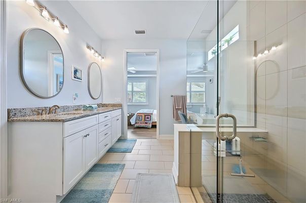 Bathroom, Dual Sink Vanities, Glass Shower, Interior