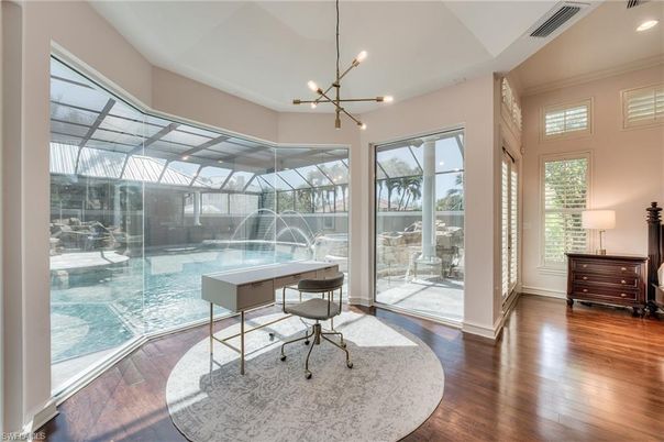 Glass Ceilings, Interior, Pendant Lights, Recessed Lighting, Sun Room, Wood Texture Flooring