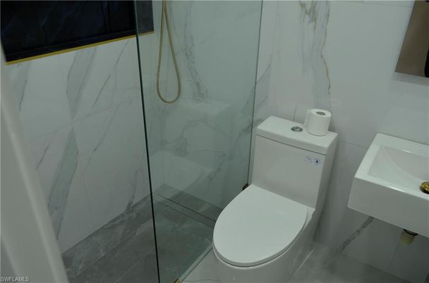 Bathroom, Glass Shower, Interior, Marble Walls
