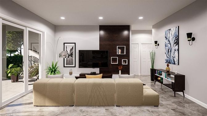 Interior, Living room, Recessed Lighting