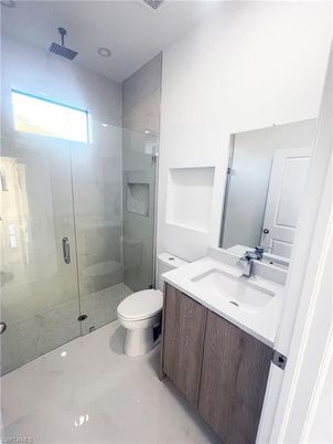 Bathroom, Glass Shower, Interior, Marble, Recessed Lighting