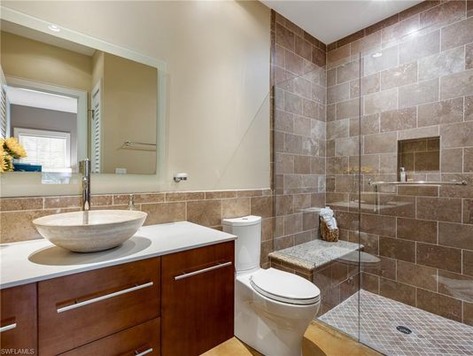 Bathroom, Glass Shower, Interior, Stone Walls