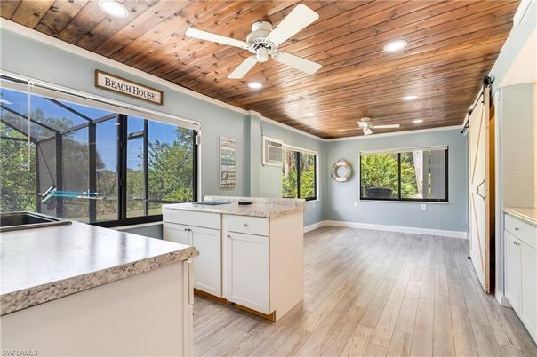 Interior, Recessed Lighting, Sun Room, Wooden Ceilings, Wood Texture Flooring