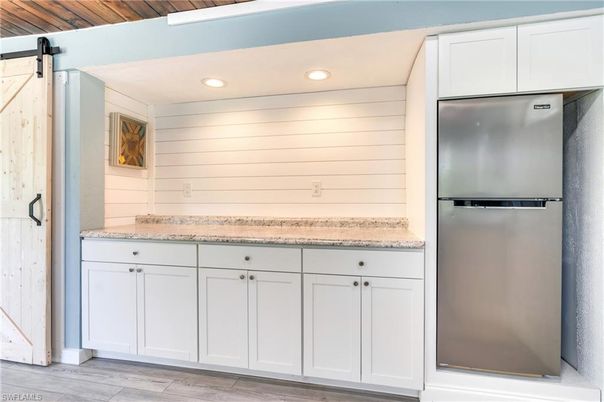 Interior, Kitchen, Recessed Lighting, Stainless Steel Appliances, Wooden Ceilings, Wood Texture Flooring
