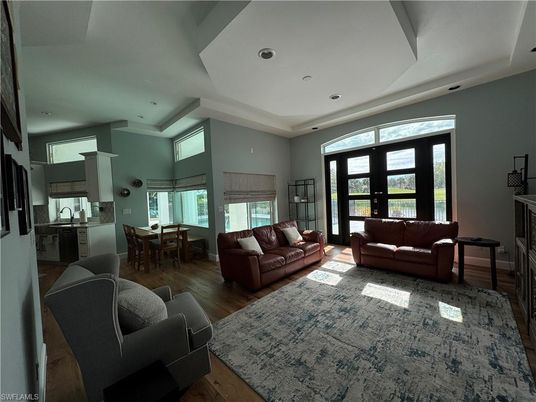 Dining room, Interior, Kitchen, Living room, Recessed Lighting, Wood Texture Flooring