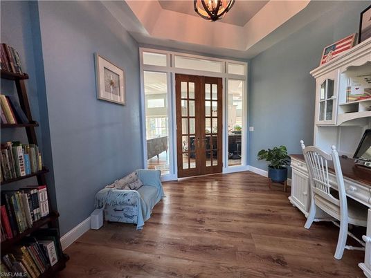 Home Office, Interior, Pendant Lights, Wood Texture Flooring