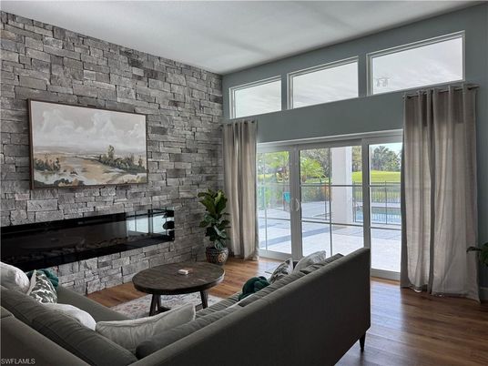 Fireplace, Interior, Living room, Stone Walls, Wood Texture Flooring
