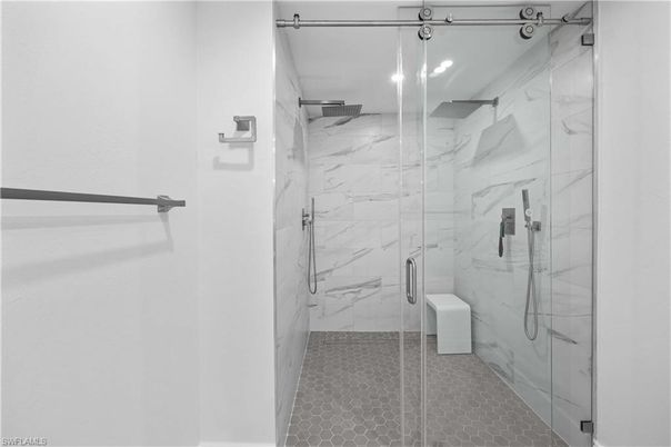 Bathroom, Glass Shower, Interior, Marble Walls