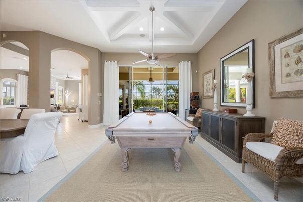 Billiard Table, Game Room, Interior, Recessed Lighting
