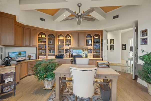 Home Office, Interior, Recessed Lighting, Wood Texture Flooring
