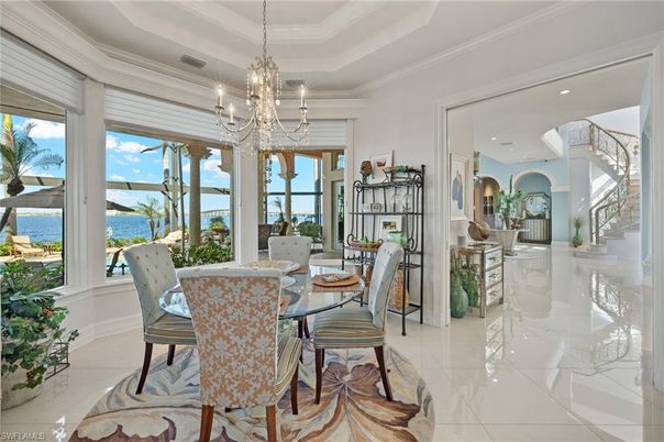 Chandelier, Dining room, Interior, Recessed Lighting, Water