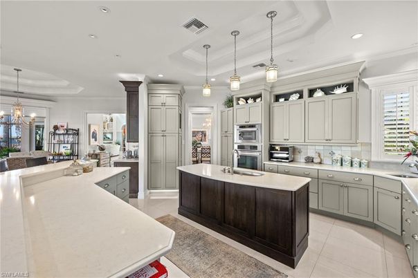 Chandelier, Interior, Kitchen, Pendant Lights, Recessed Lighting, Stainless Steel Appliances