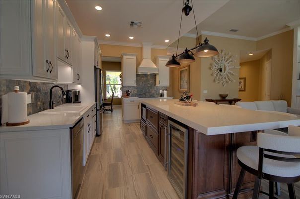 Interior, Kitchen, Pendant Lights, Recessed Lighting, Wood Texture Flooring