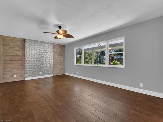 Empty room, Interior, Stone Walls, Wood Texture Flooring