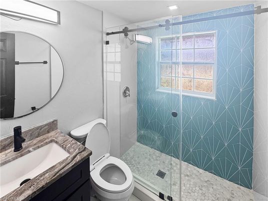Bathroom, Glass Shower, Interior, Recessed Lighting
