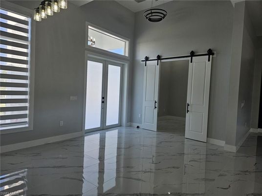 Empty room, Interior, Marble, Pendant Lights