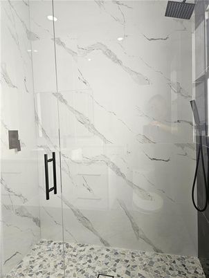 Bathroom, Glass Shower, Interior, Marble Walls