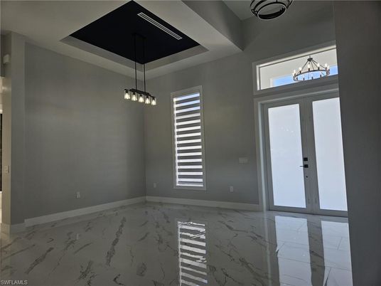 Empty room, Interior, Marble, Pendant Lights