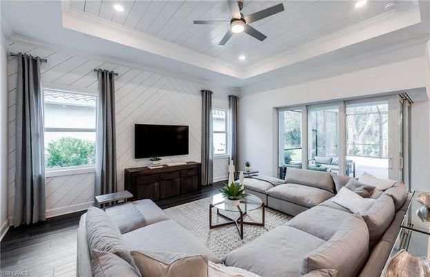 Interior, Living room, Recessed Lighting, Wood Texture Flooring