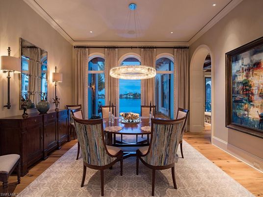 Dining room, Interior, Recessed Lighting, Wood Texture Flooring