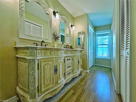 Bathroom, Dual Sink Vanities, Interior, Wood Texture Flooring
