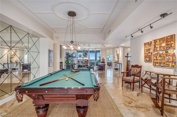 Billiard Table, Game Room, Interior, Pendant Lights