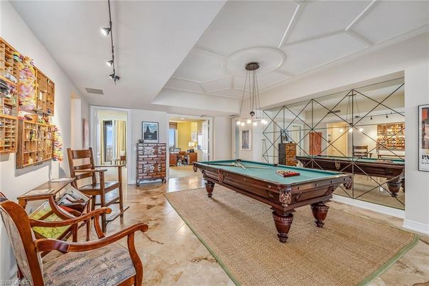Billiard Table, Game Room, Interior, Pendant Lights
