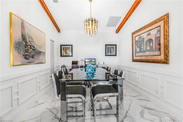 Chandelier, Dining room, Interior, Marble, Pendant Lights