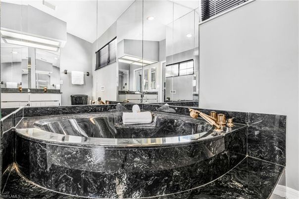 Bathroom, Interior, Marble, Marble Walls, Recessed Lighting