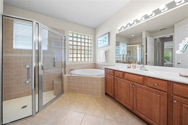 Bathroom, Dual Sink Vanities, Glass Shower, Interior