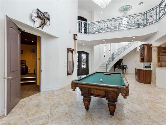 Billiard Table, Game Room, Interior, Recessed Lighting