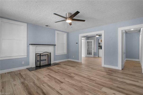 Empty room, Fireplace, Interior, Wood Texture Flooring